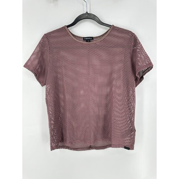 Koral Size Up Tee Open Mesh Short Sleeve Mauve Womens S - Picture 2 of 8